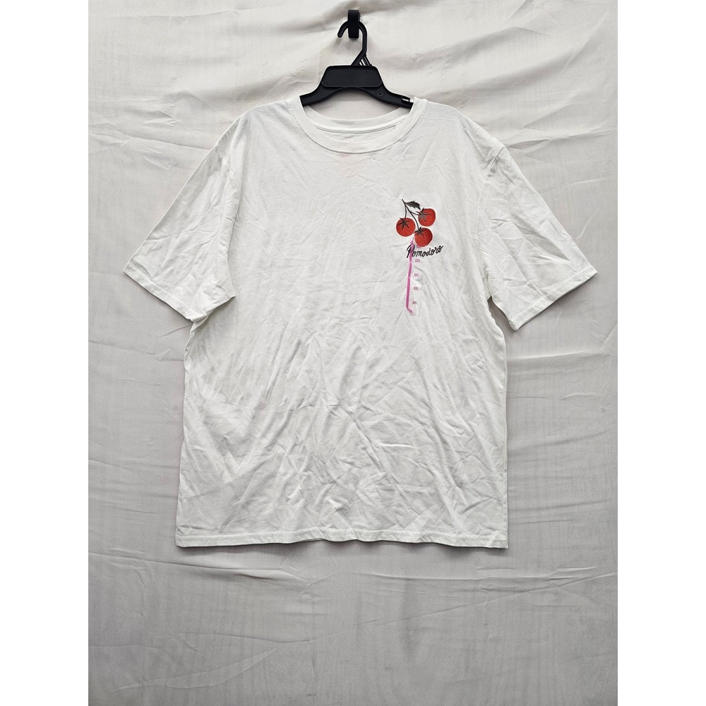 Goodie Two Sleeves Mens Pomodoro Tomato Graphic Tee White Cotton Casual Size 2XL